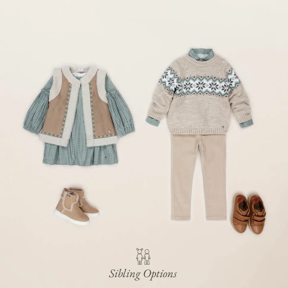 Girls Beige Faux Suede & Fleece Gilet