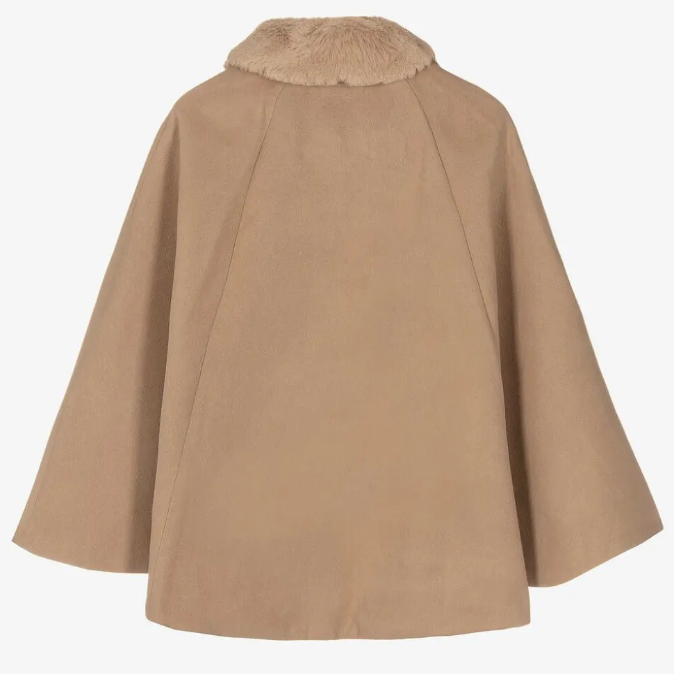 Girls Beige Felted Cape