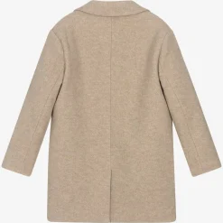 Girls Beige Felted Coat
