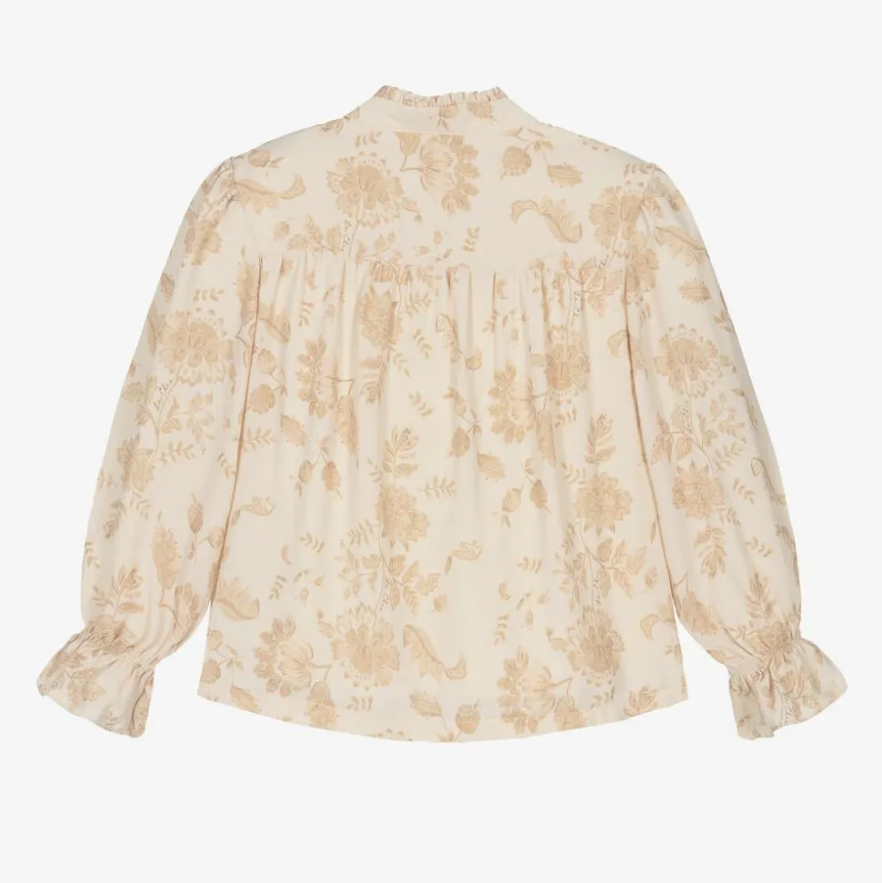 Girls Beige Floral Crêpe Chiffon Blouse