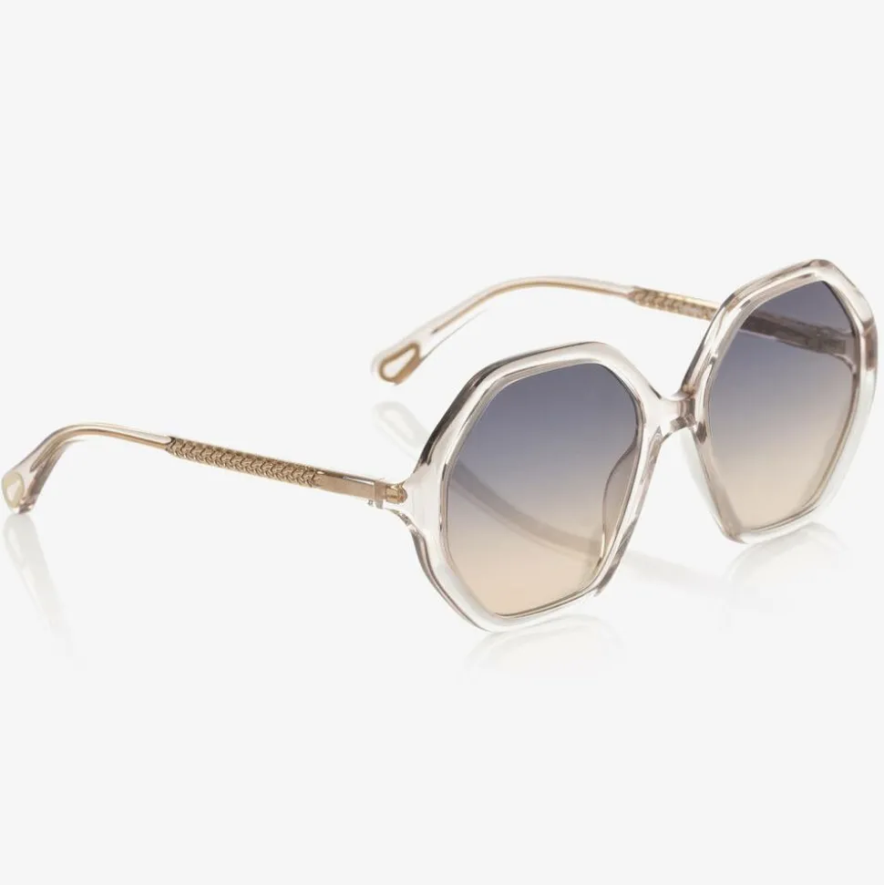 Girls Beige Hexagonal Sunglasses