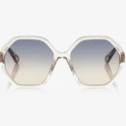 Girls Beige Hexagonal Sunglasses