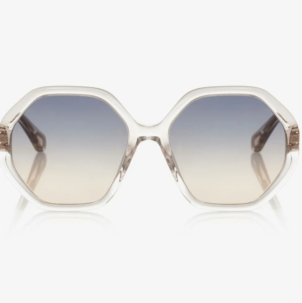 Girls Beige Hexagonal Sunglasses
