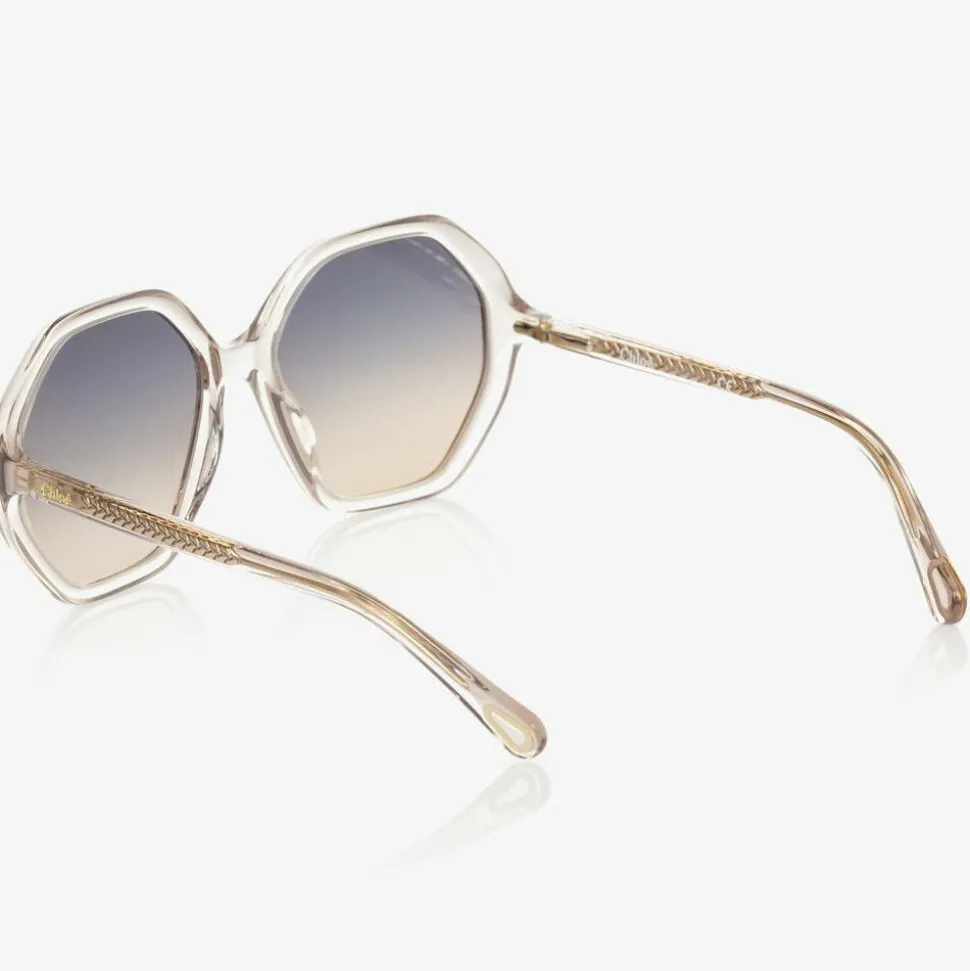 Girls Beige Hexagonal Sunglasses