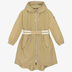 Girls Beige Hooded Aloysha Coat