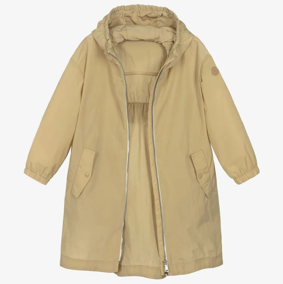 Girls Beige Hooded Aloysha Coat