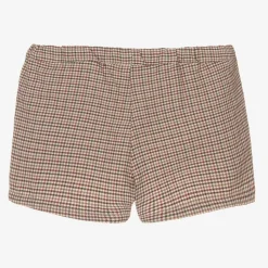 Girls Beige Houndstooth Shorts
