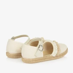 Girls Beige Lacey Espadrilles