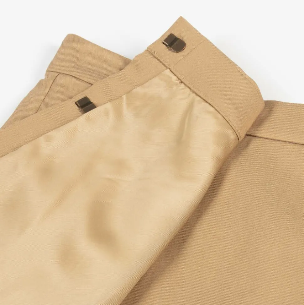 Girls Beige Pleated Twill Skirt