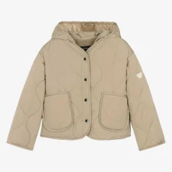 Girls Beige Quilted Jacket