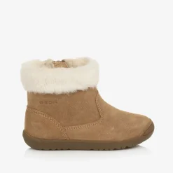 Girls Beige Suede Leather Boots