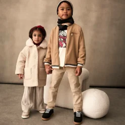 Girls Beige Suede Leather High-Top Trainers