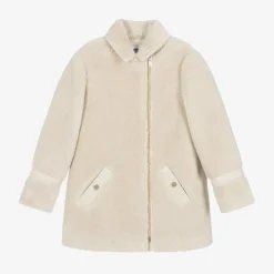 Girls Beige Teddy Fleece Coat