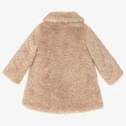 Girls Beige Teddy Fleece Coat