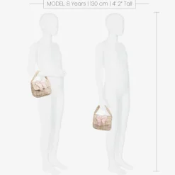 Girls Beige Tweed Bow Handbag (21cm)