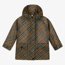 Girls Beige Vintage Check Raincoat