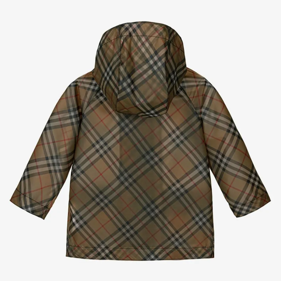 Girls Beige Vintage Check Raincoat