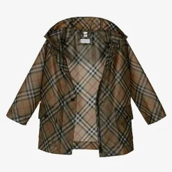 Girls Beige Vintage Check Raincoat