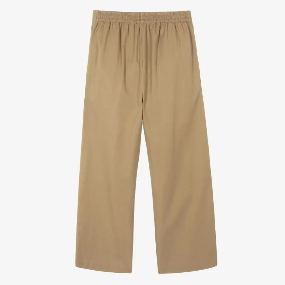 Girls Beige Wide Leg Twill Trousers