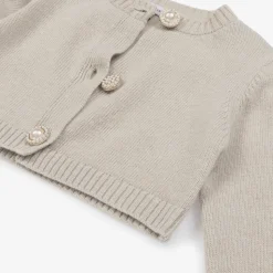 Girls Beige Wool & Cashmere Cardigan