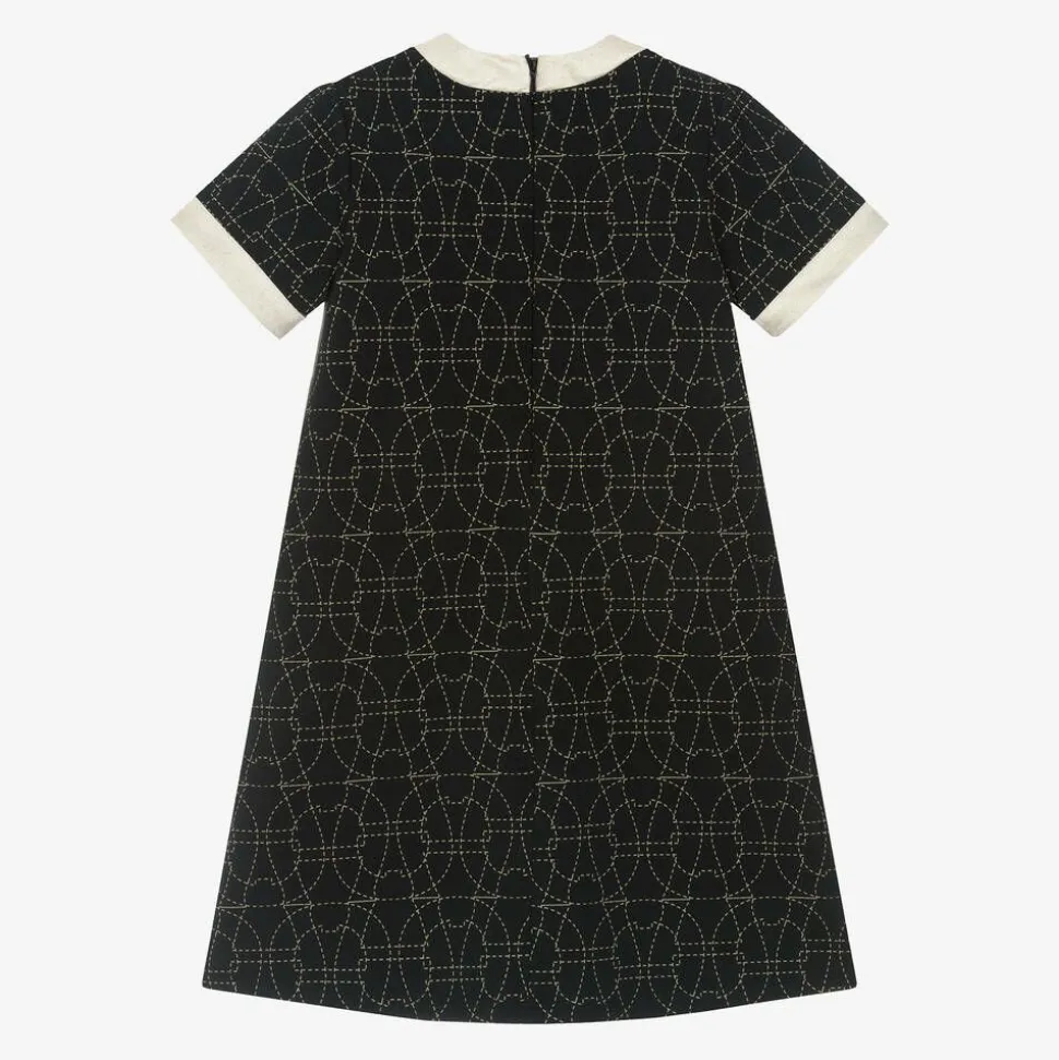 Girls Black & Gold Cotton Dress