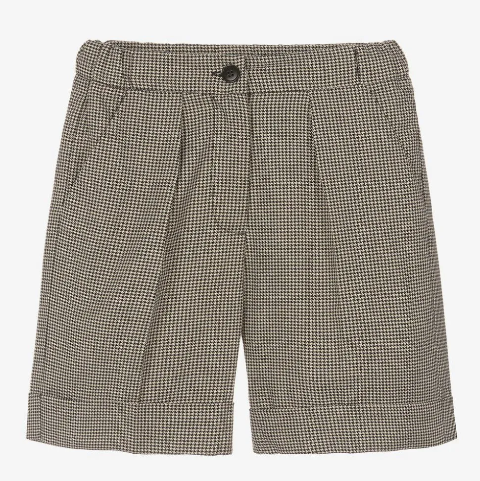 Girls Black & Gold Houndstooth Shorts
