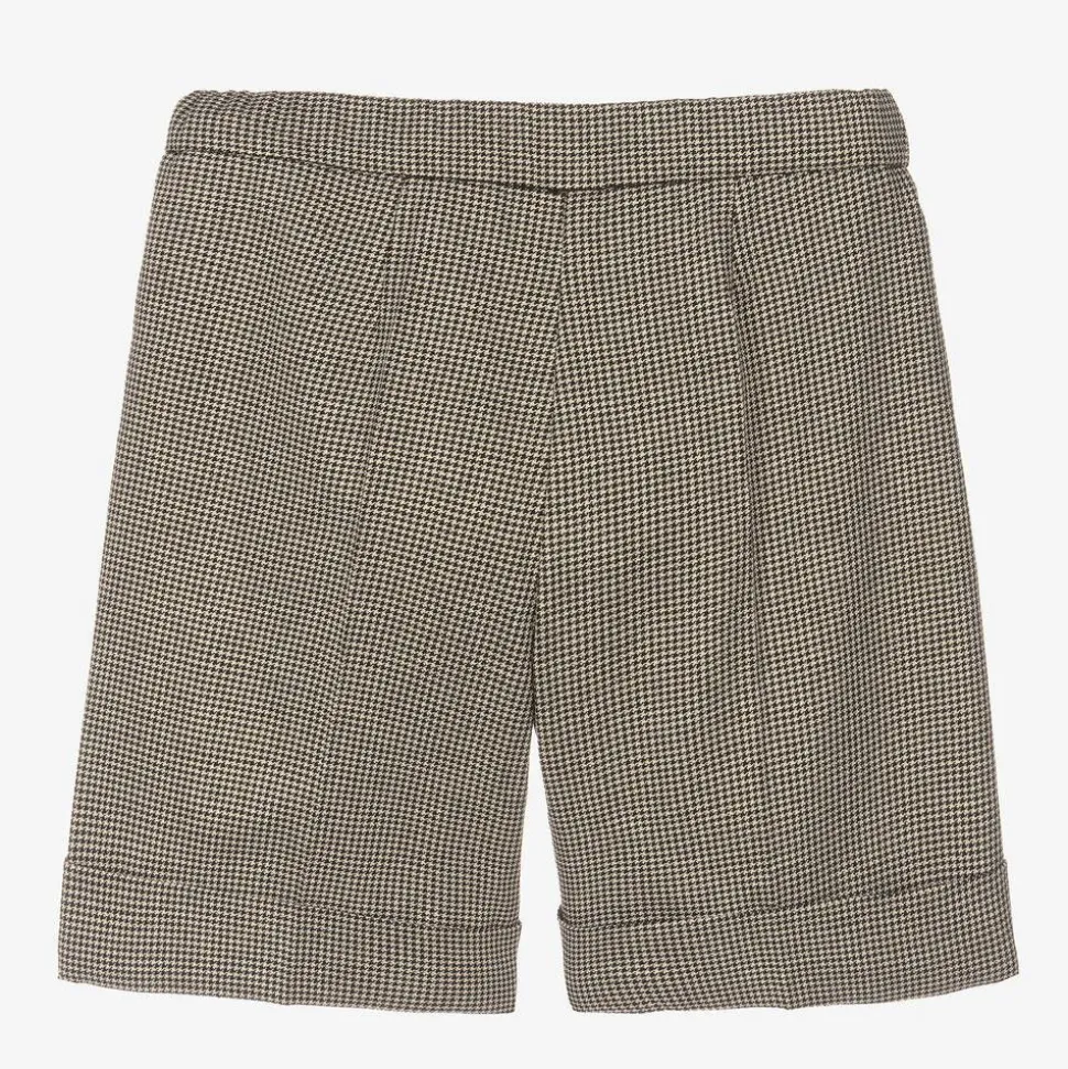 Girls Black & Gold Houndstooth Shorts