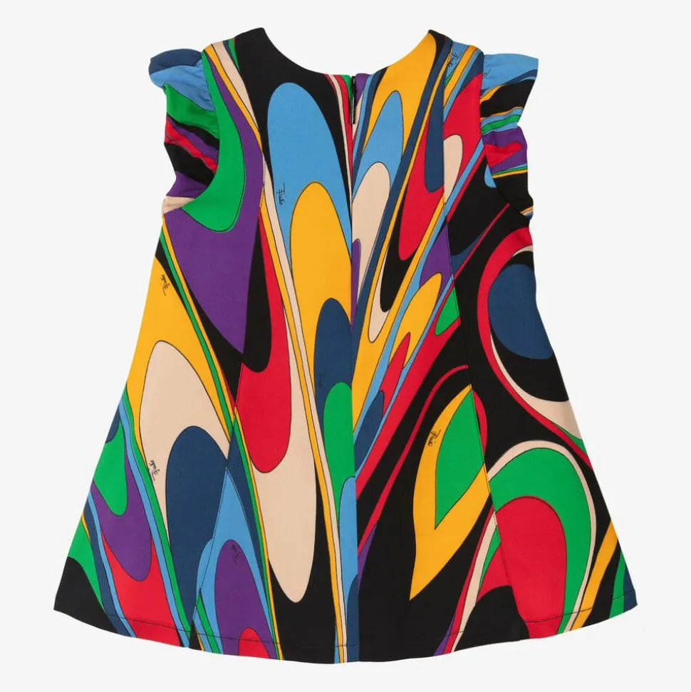 Girls Black & Purple Onde Print Viscose Dress