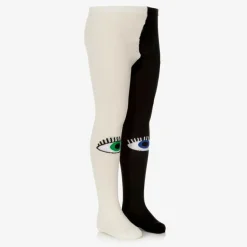 Girls Black & White Organic Cotton Tights