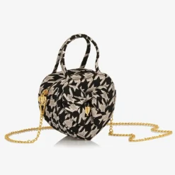 Girls Black & Silver Houndstooth Bag (15cm)