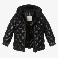 Girls Black Belted Down Jacket
