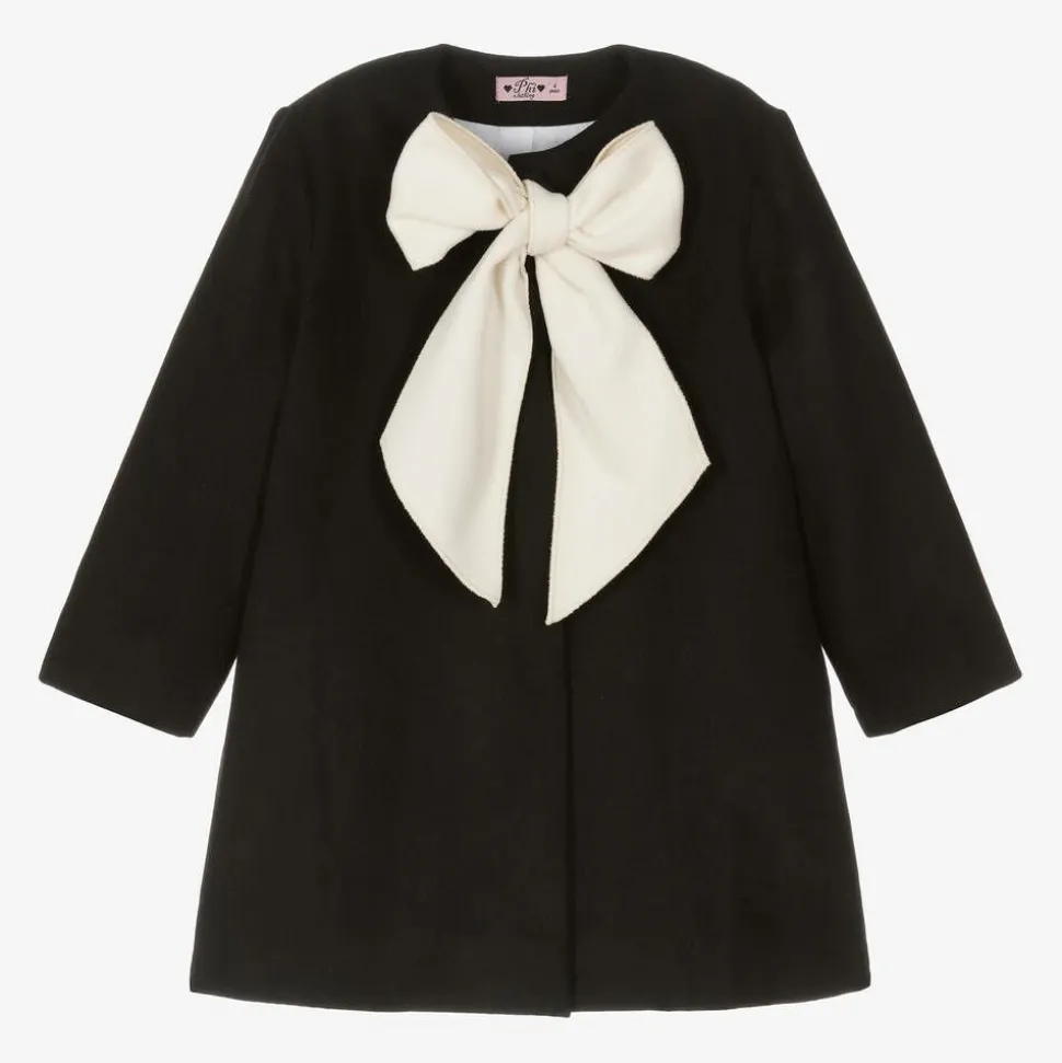 Girls Black Bow Coat