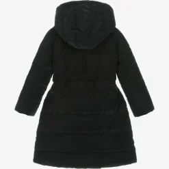 Girls Black Bow Puffer Coat