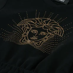 Girls Black Cotton Medusa Dress