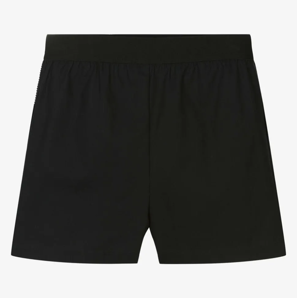 Girls Black Cotton Rhinestone Shorts