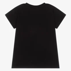 Girls Black Cotton Sequin Cherry T-Shirt