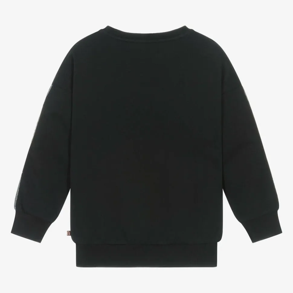 Girls Black Cotton Sweatshirt