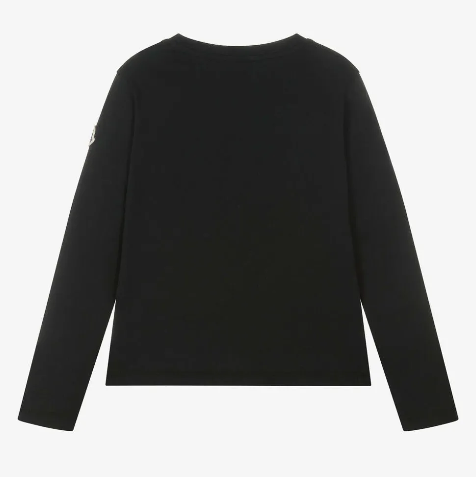 Girls Black Cotton Teddy Top