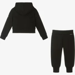 Girls Black Cotton Tracksuit