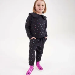 Girls Black Cotton Tracksuit