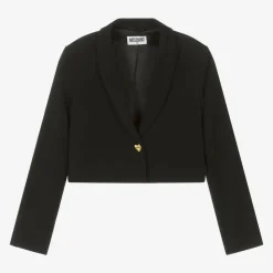 Girls Black Cropped Crêpe Blazer