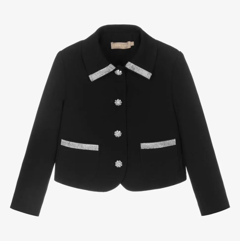 Girls Black Crêpe Diamanté Blazer