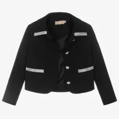 Girls Black Crêpe Diamanté Blazer
