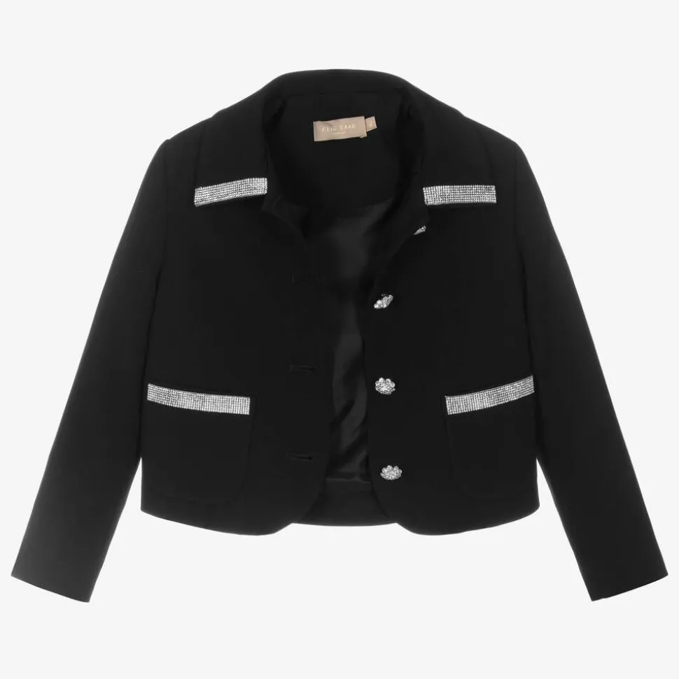 Girls Black Crêpe Diamanté Blazer
