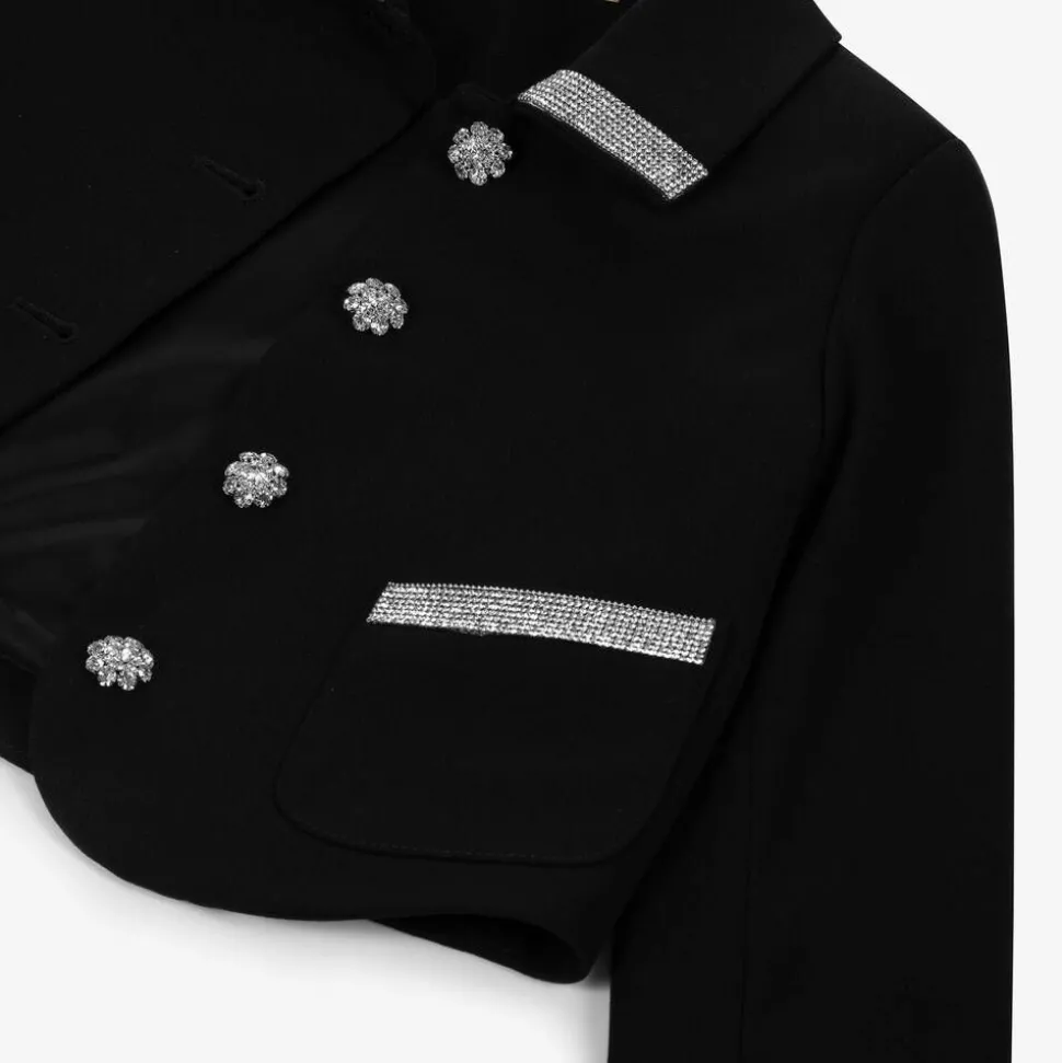 Girls Black Crêpe Diamanté Blazer