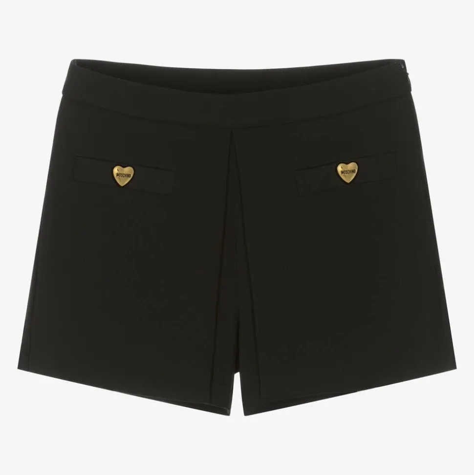 Girls Black Crêpe Shorts