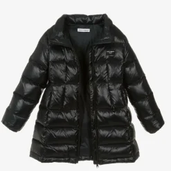 Girls Black Down Padded Puffer Coat