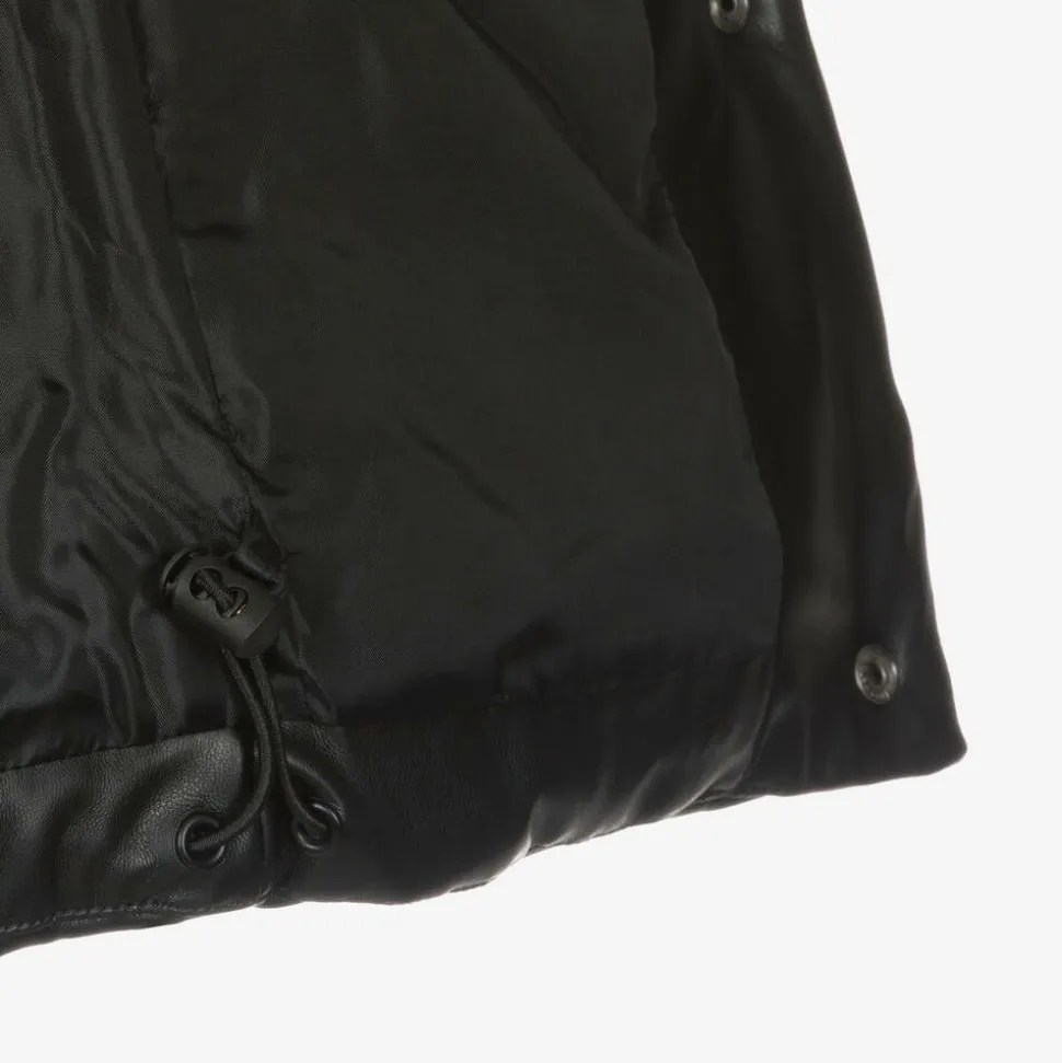 Girls Black Faux Leather Puffer Gilet