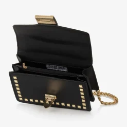 Girls Black Faux Leather Shoulder bag (19cm)