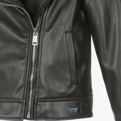 Girls Black Faux Leather Biker Jacket